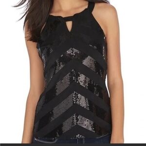 White House Black Market Black Sequin Tank Top